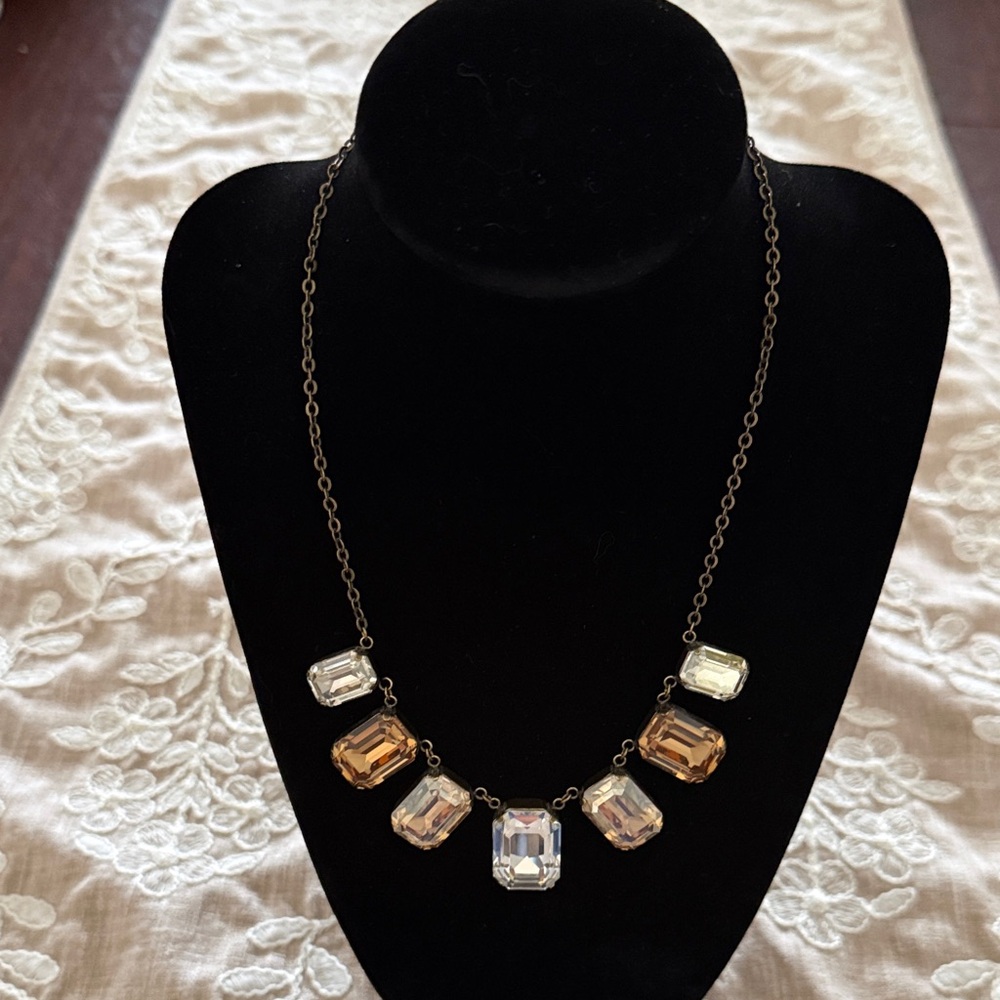 Touchstone Crystal Champagne and Clear Faceted Necklace